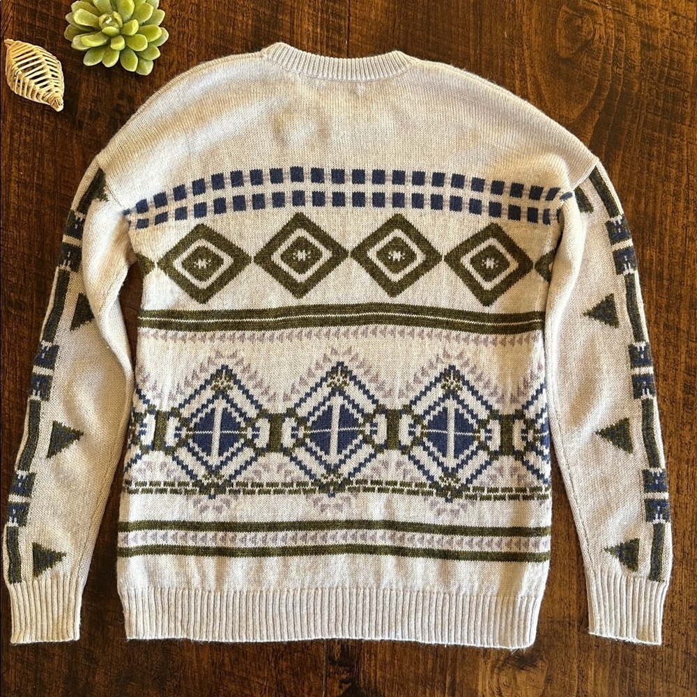 J. Crew | Wool/Mohair Blend Fairisle/Aztec Crewneck Sweater, Size S - Picture 3 of 8